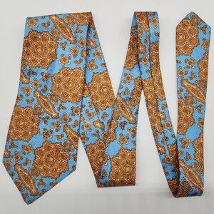 Grenada Necktie Geometric Floral Blue Orange Pink 4.5" W 58" L VTG Retro